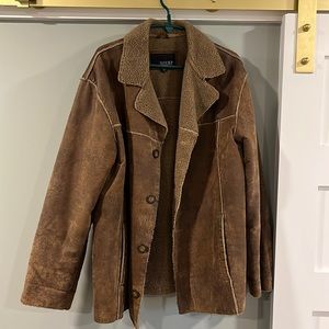 Button up leather coat